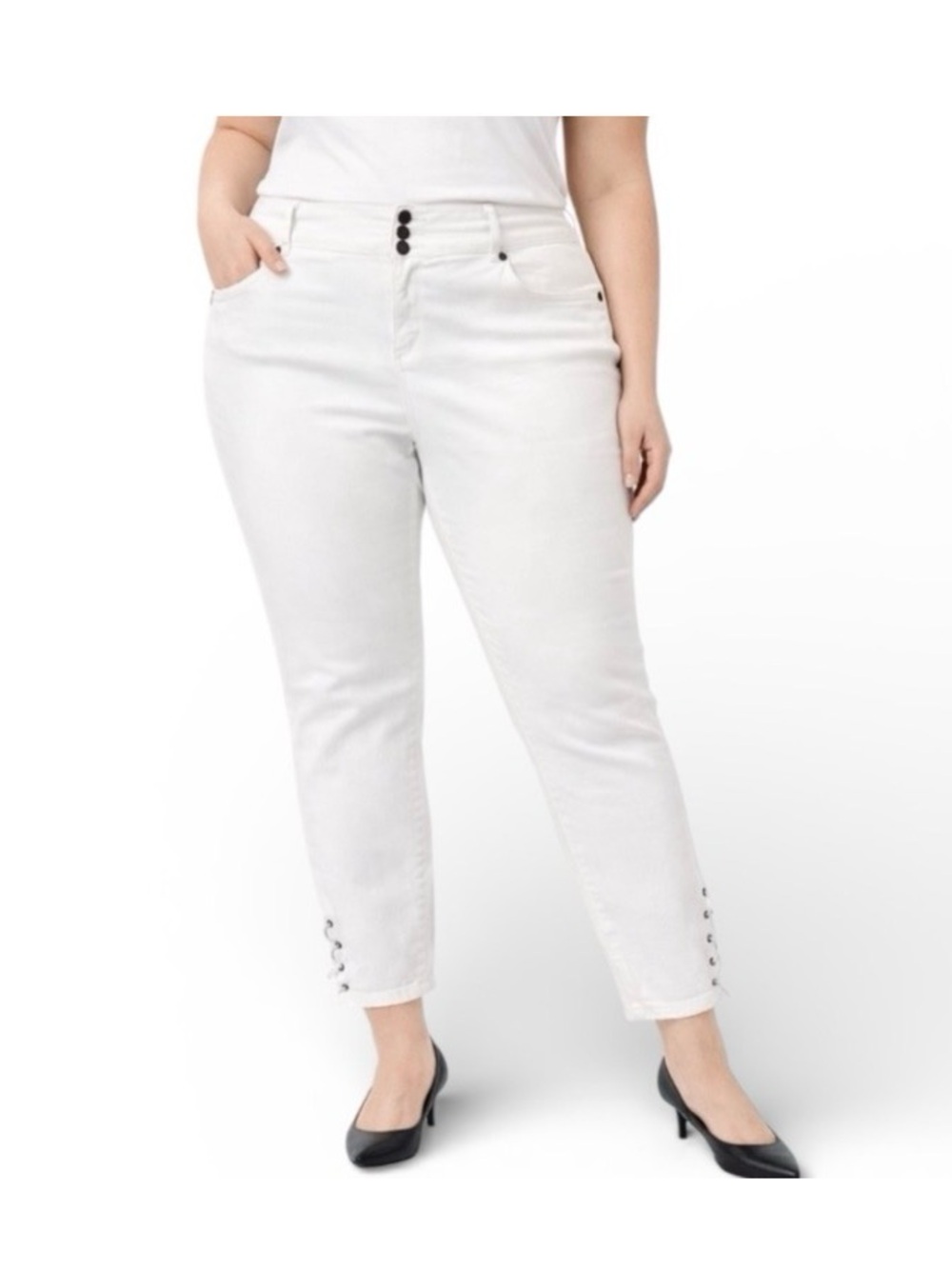 Torrid White Lace-Up Ankle Jegging Skinny Jeans